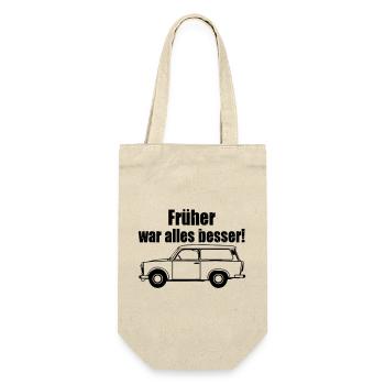  , Trabi , DDR Kult , früher besser (25) - Geschenkbeutel für Flaschen - Natur - Vorne