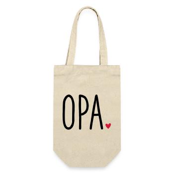 Opa Herz - Geschenk Enkel Liebe - Geschenkbeutel für Flaschen - Natur - Vorne