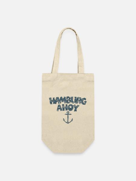 Hamburg Ahoy Anker (Vintage/Blau) - Geschenkbeutel für Flaschen - Natur