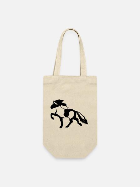 Islandpferd Schecke 7, Pinto reiten Isländer - Geschenkbeutel für Flaschen - Natur