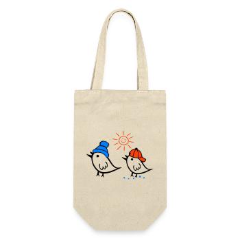 Sparrow, Sun, Spring - Gift Bag for Bottles - nature - Front
