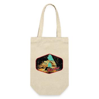 Retro-Abzeichen, Algarve Portugal, Strand Sommersonne - Geschenkbeutel für Flaschen - Natur - Vorne