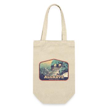 Retro-Abzeichen, Algarve Portugal, Strand Sommersonne - Geschenkbeutel für Flaschen - Natur - Vorne