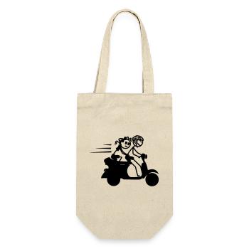 Scooter with boy and girl stickmen - Gift Bag for Bottles - nature - Front
