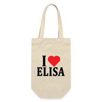 T-Shirt Ich liebe Elisa T-Shirt Geschenkidee - Geschenkbeutel für Flaschen - Natur - Vorne