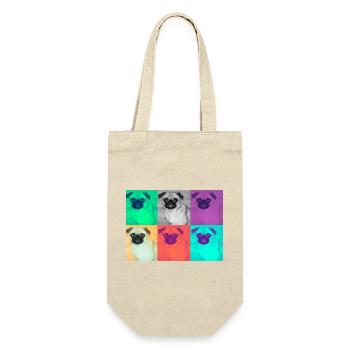 Pop Art Hund Design - Geschenkbeutel für Flaschen - Natur - Vorne
