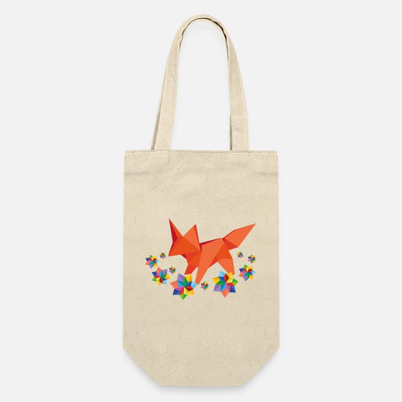 Renard en origami avec des fleurs - Sac à bouteille - nature