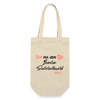 Die mit dem Berner Sennenhund geht - Hund Hundelie - Geschenkbeutel für Flaschen - Natur - Vorne