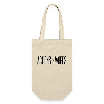 Taten sagen mehr als Worte - Motivationsgeschenk - Geschenkbeutel für Flaschen - Natur - Vorne