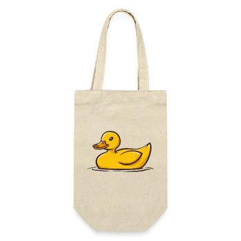 Lustige niedliche gelbe Cartoon Ente schwimmt - Geschenkbeutel für Flaschen - Natur - Vorne