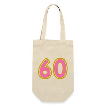 60. 60 JAHRE. 60-JÄHRIGES JUBILÄUM. 60. GEBURTSTAG. - Geschenkbeutel für Flaschen - Natur - Vorne