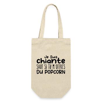 Femme qui adore : Popcorn. Design Drôle Humour - Sac à bouteille - nature - Devant