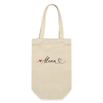 Alena Nom Prénom Calligraphie coeur - Sac à bouteille - nature - Devant
