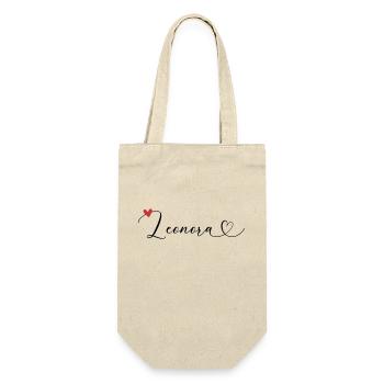Leonora Last name First name Calligraphy heart - Gift Bag for Bottles - nature - Front