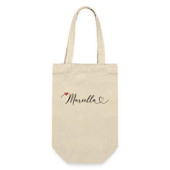 Mariella Name Vorname Kalligrafieherz - Geschenkbeutel für Flaschen - Natur - Vorne