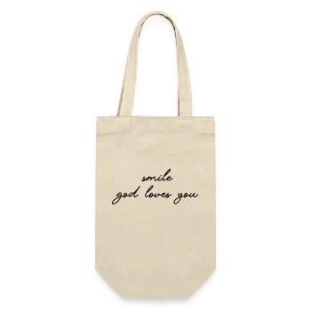 smile god loves you - Geschenkbeutel für Flaschen - Natur - Vorne