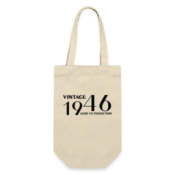 Jahrgang 1946 bis zur Perfektion gealtert - Geschenkbeutel für Flaschen - Natur - Vorne