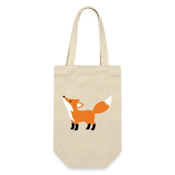 Süßer neugieriger Fuchs minimalistischen Stil - Geschenkbeutel für Flaschen - Natur - Vorne