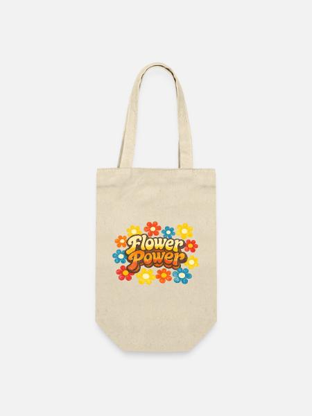 Flower Power Retro - Geschenkbeutel für Flaschen - Natur