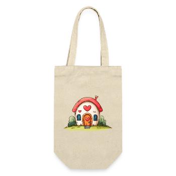 Heart House Cartoon Love - Gift Bag for Bottles - nature - Front