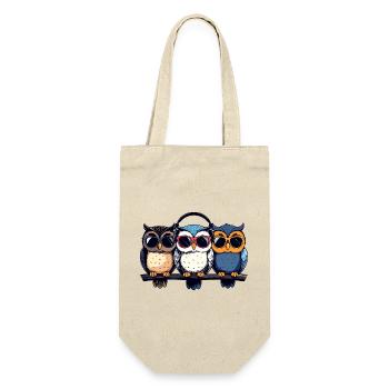 Three Cool Owls Trio With Sunglasses Headphones - Gift Bag for Bottles - nature - Front