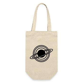 Saturn Planet Ringe Silhouette - Geschenkbeutel für Flaschen - Natur - Vorne