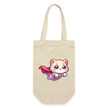 Superheld Katze Kätzchen Helden Mieze - Geschenkbeutel für Flaschen - Natur - Vorne