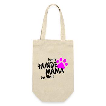 beste Hundemama der Welt - Geschenkbeutel für Flaschen - Natur - Vorne