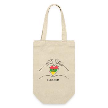 Ecuador Fan Herz mit Ecuadorianischer Flagge - Geschenkbeutel für Flaschen - Natur - Vorne