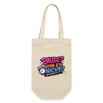 Pause? Kenn ich nicht! Lustiges Pflege-Design - Geschenkbeutel für Flaschen - Natur - Vorne