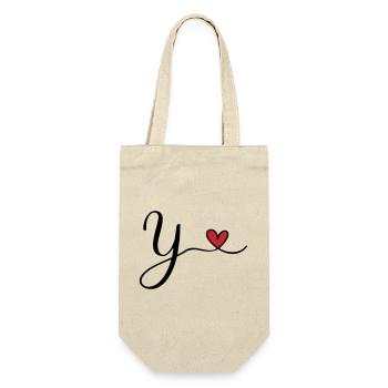 Y Buchstabe Initiale Monogramm Design mit Herz - Geschenkbeutel für Flaschen - Natur - Vorne