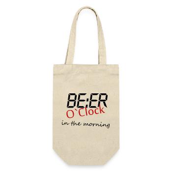 Beer o clock Lustiger Bier Spruch Geschenk - Geschenkbeutel für Flaschen - Natur - Vorne