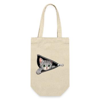 Cute Kitten Zipper Cat - Gift Bag for Bottles - nature - Front