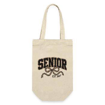 Senior Leopard Glitter Bow Tie - Gift Bag for Bottles - nature - Front