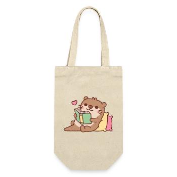 La loutre mignonne se détend avec un livre - Sac à bouteille - nature - Devant