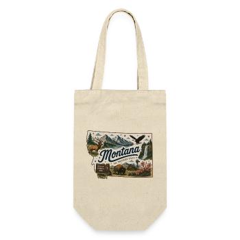 Montana Treasure State Vintage-Reiseaufkleber - Geschenkbeutel für Flaschen - Natur - Vorne