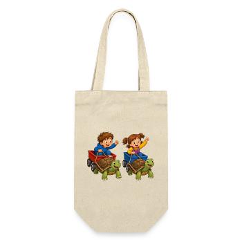 Kids turtle race in handcart fun - Gift Bag for Bottles - nature - Front