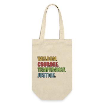 4 Stoic Virtues Retro Rainbow - Geschenkbeutel für Flaschen - Natur - Vorne