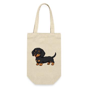 Teckel mignon – Chien rétro en pixel art - Sac à bouteille - nature - Devant