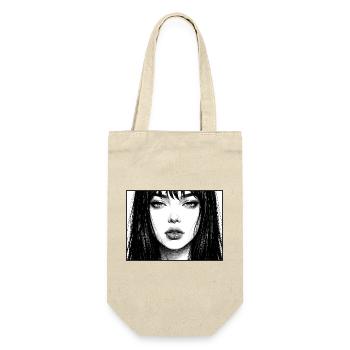 Monochrome portrait with long hair - Gift Bag for Bottles - nature - Front
