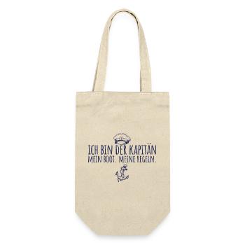 Bootsfahrer Mein Boot Meine Regeln Kapitän - Geschenkbeutel für Flaschen - Natur - Vorne