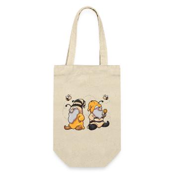 Bienen Humor Bee Happy - Geschenkbeutel für Flaschen - Natur - Vorne