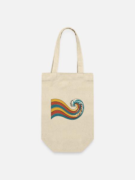 Retro Welle - Geschenkbeutel für Flaschen - Natur