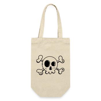 Comic Totenschädel - Schädel - Pirat - Skull - Geschenkbeutel für Flaschen - Natur - Vorne
