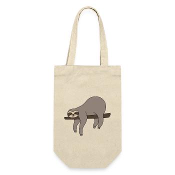 Faultier auf Ast Sloth grau lustig faul schlafen - Geschenkbeutel für Flaschen - Natur - Vorne