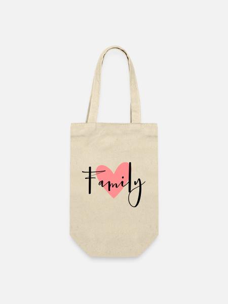 Famille coeur idée cadeau parents enfant amour - Sac à bouteille - nature