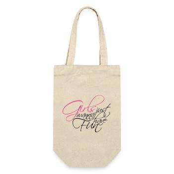 serifen cool design logo girls just wanna have fun - Geschenkbeutel für Flaschen - Natur - Vorne