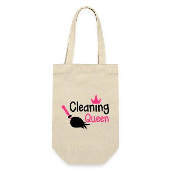 cleaning queen with a broom and a royal crown - Gift Bag for Bottles - nature - Front