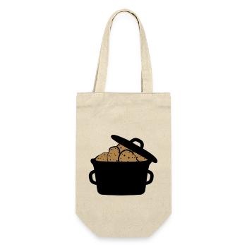 kochtopf topf viele haufen design kartoffel essen - Geschenkbeutel für Flaschen - Natur - Vorne