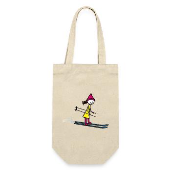 Skigirl - Geschenkbeutel für Flaschen - Natur - Vorne